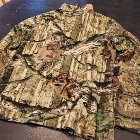 Mossy Oak Jacket Women Sz L Full Zip Camo Fleece Thumb Holes Teal Blue Trim Hunt - Picture 6 of 7